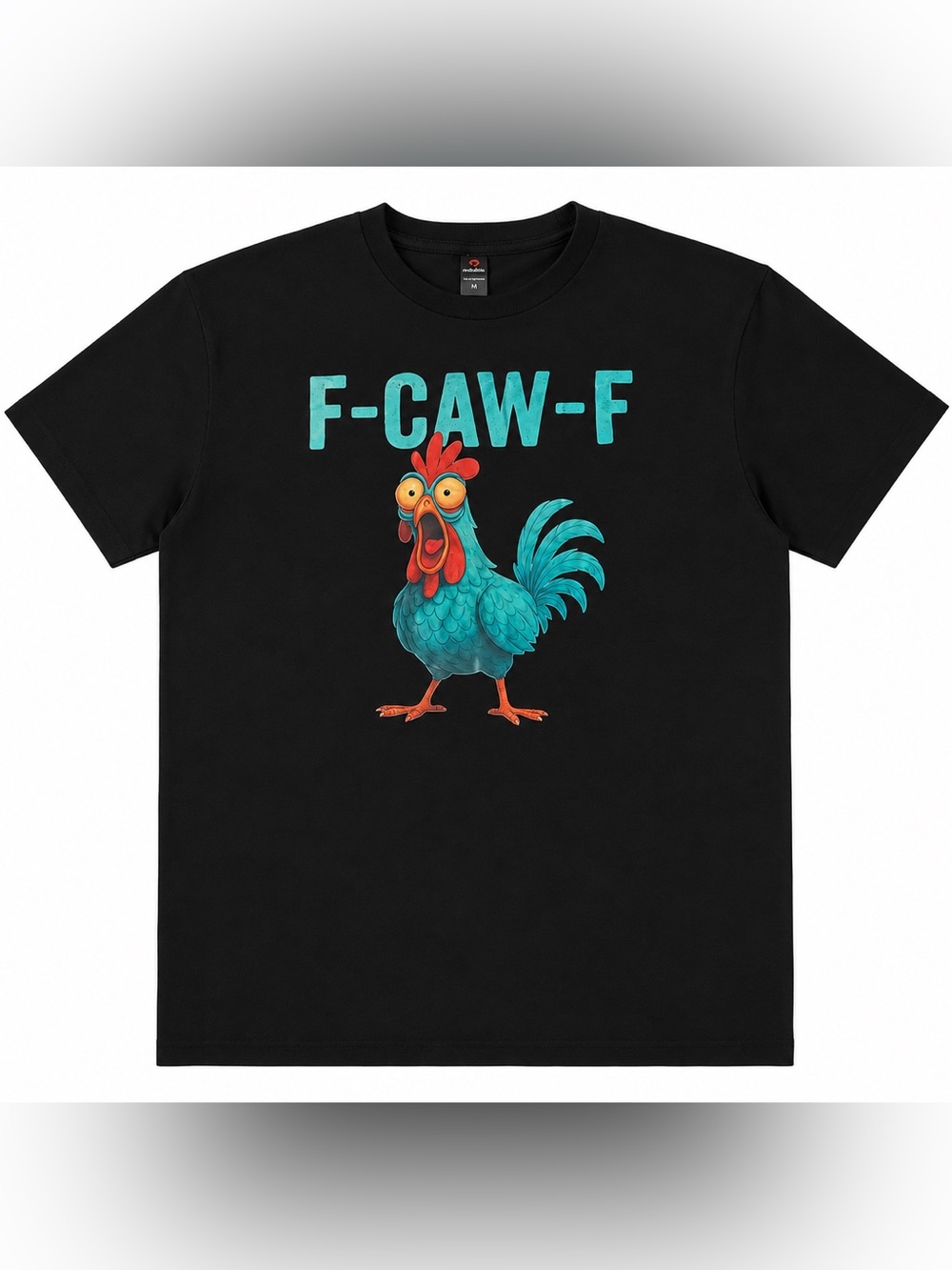 F-CAW-F Funny Rooster Black Graphic Tee Festival Burningman Rave Shirt M NWOT 🐓